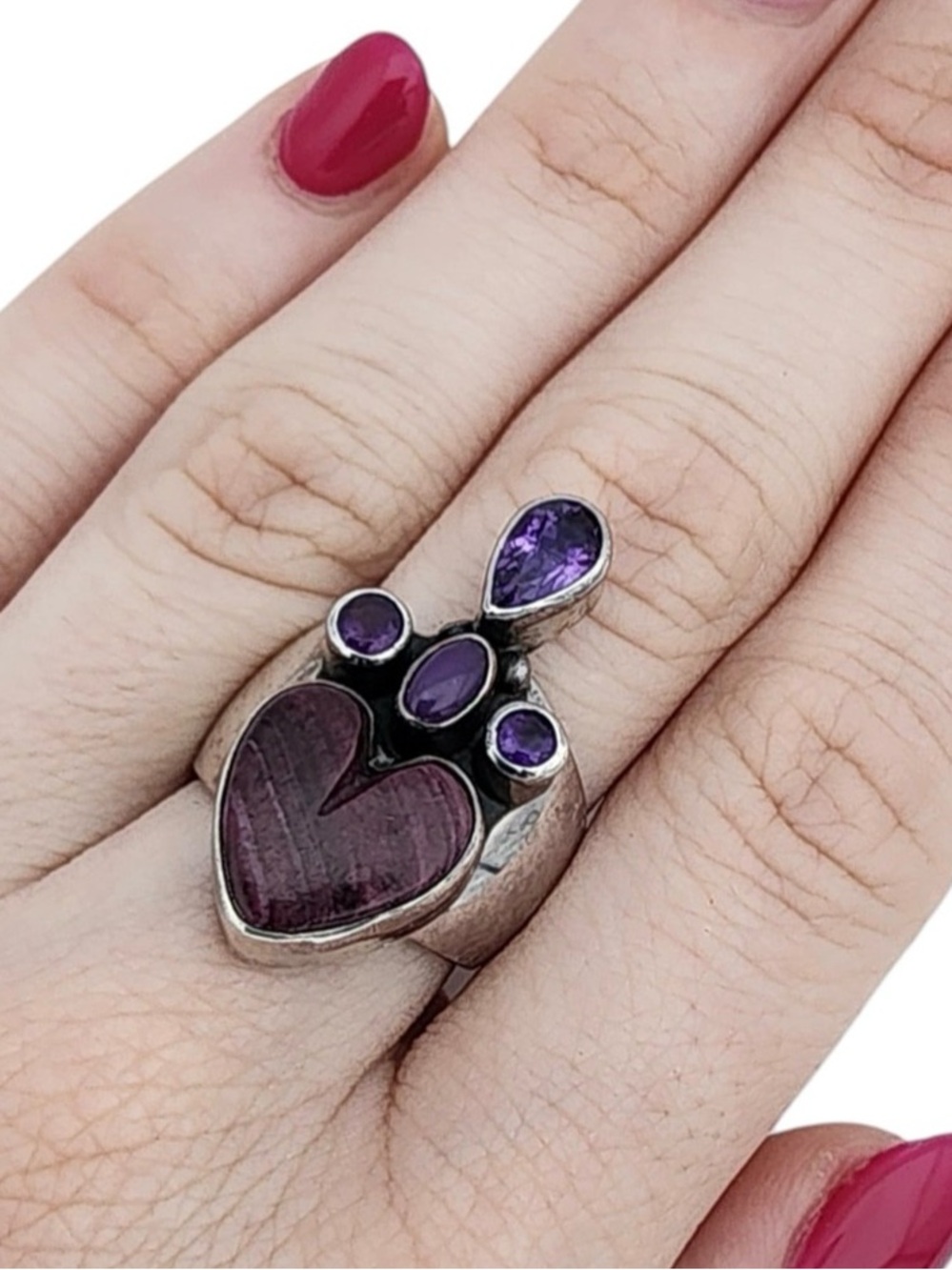 Navajo Made Silver Ring Purple Spiny Oyster